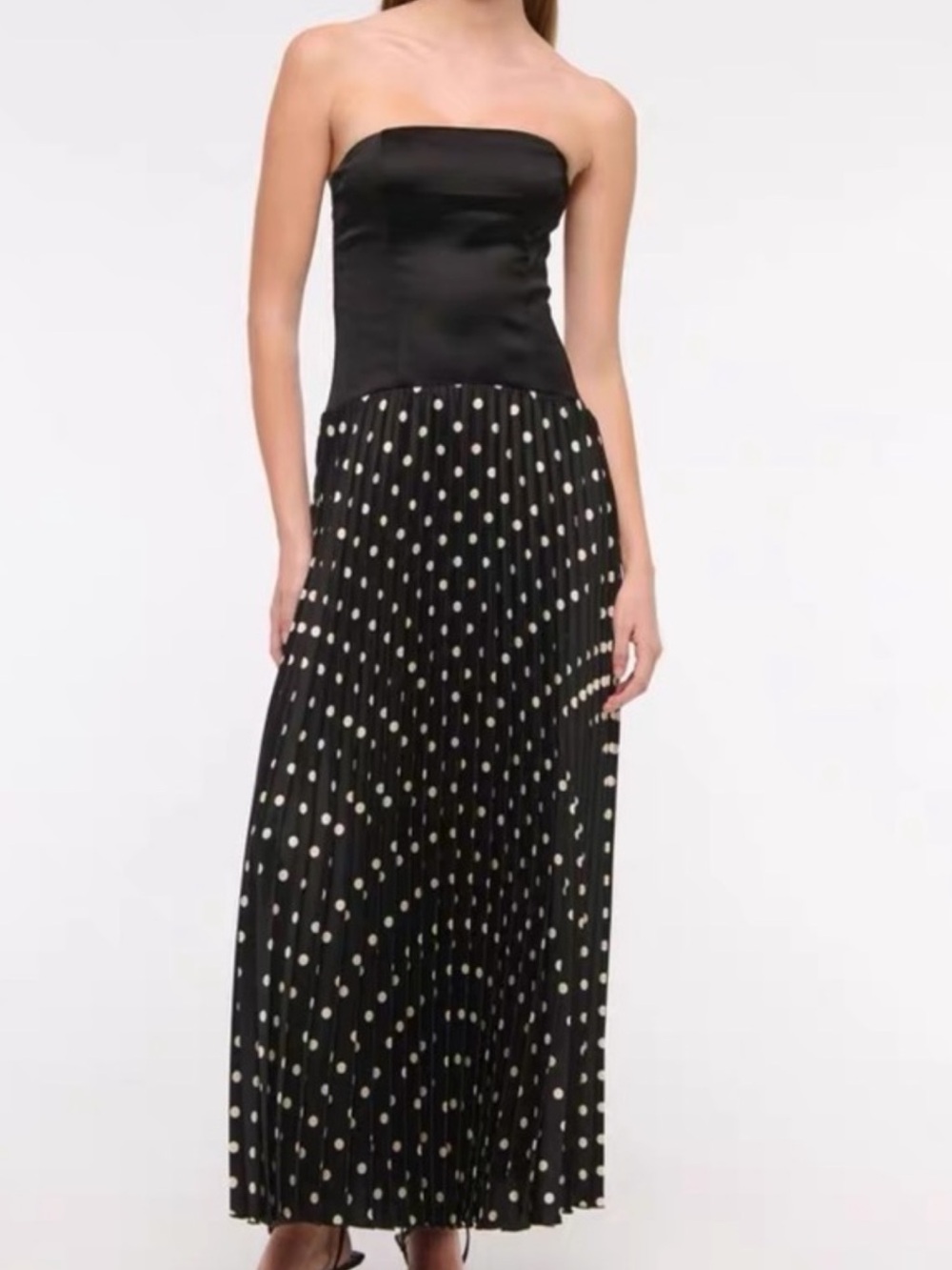 Abercrombie & Fitch Strapless Black Polka Dot Maxi Dress - Picture 3 of 6